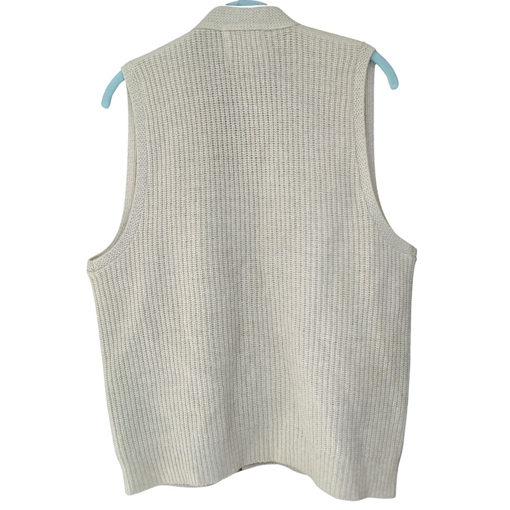 Vintage Jantzen Mens Medium Lambswool Shawl Collar Vest Beige Made in USA - Picture 3 of 5